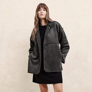 Reversible Vegan Suede Sherpa Jacket